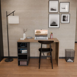 Decorotika Poyraz Computer Desk Walnut Black - thumbnail 2