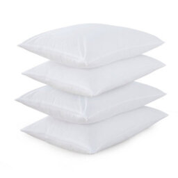 CHILIMILII Pillow Protectors Zipped Cotton Soft Antiallergy White Washable Pillowcases Covers Pack Of 4