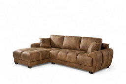 Faux Leather Suede Brown 1C2 Corner Sofa - thumbnail 4