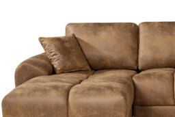 Faux Leather Suede Brown 1C2 Corner Sofa - thumbnail 6