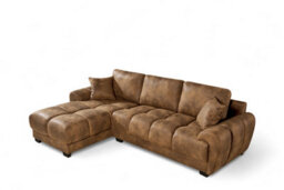 Faux Leather Suede Brown 1C2 Corner Sofa - thumbnail 5