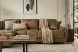 Faux Leather Suede Brown 1C2 Corner Sofa - thumbnail 8