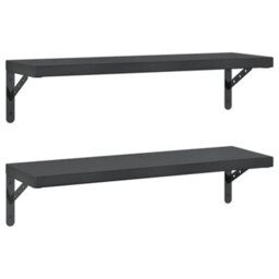 Berkfield Wall Shelves 2 Pcs 75X23.5 Cm Black Stainless Steel - thumbnail 2