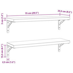 Berkfield Wall Shelves 2 Pcs 75X23.5 Cm Black Stainless Steel - thumbnail 9