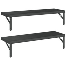 Berkfield Wall Shelves 2 Pcs 75X23.5 Cm Black Stainless Steel - thumbnail 7