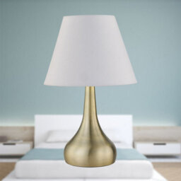 First Choice Lighting Romana - Antique Brass Touch Operated Table Lamp With Ivory Shade - thumbnail 3