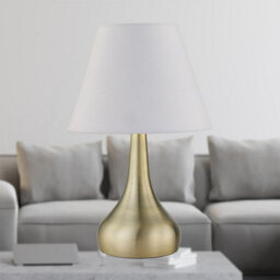 First Choice Lighting Romana - Antique Brass Touch Operated Table Lamp With Ivory Shade - thumbnail 2