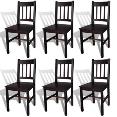 Vidaxl Dining Chairs 6 Pcs Dark Brown Pinewood - image 1