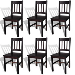 Vidaxl Dining Chairs 6 Pcs Dark Brown Pinewood - thumbnail 1