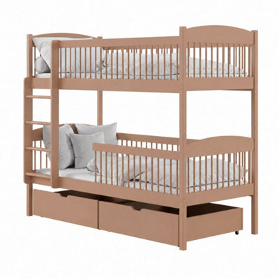 Arte Luna Cinnamon Wooden Bunk Bed With Storage 90 X 190Cm - Foam Bonnell Mattresses Included - image 1