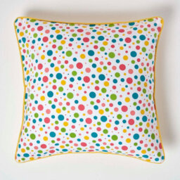 Homescapes Cotton Multi Colour Polka Dots Cushion Cover, 60 X 60 Cm - thumbnail 1