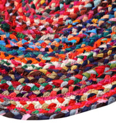 Second Nature Online Sundar Round Multicolour Rug Ethical Source With Recycled Fabric 120 Cm Diameter - thumbnail 7