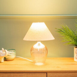 Valuelights Olivet Pair Of Blush Pink Glass Table Lamps With Fabric Tapered Lampshade Bedside Light - Bulbs Included - thumbnail 3