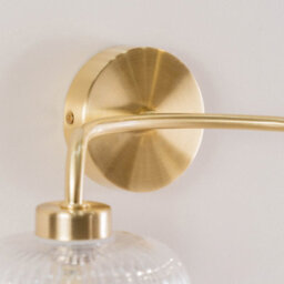Valuelights Amaia Brushed Gold Ip44 2 Way Clear Ribbed Glass Wall Light With Led Bulbs - thumbnail 5
