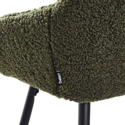Wyld And Coco Boucle Bar Stool Set Of 2 Dark Green With Arms And Backrest - Matt Finish, Steel Legs - thumbnail 8