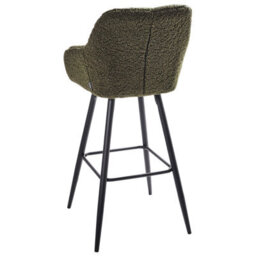 Wyld And Coco Boucle Bar Stool Set Of 2 Dark Green With Arms And Backrest - Matt Finish, Steel Legs - thumbnail 5