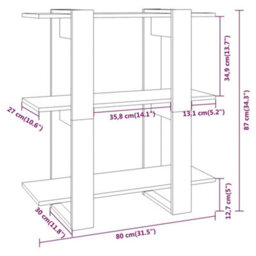 Berkfield Book Cabinet/room Divider Black 80X30X87 Cm - thumbnail 7
