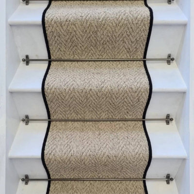 RainbowHome Herringbone Beige Biscotti Stair Runner With 100 % Wool Edge 50 650 - image 1