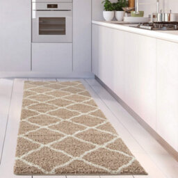 The Rugs Moroccan Shaggy Rugs And Runners Soft  High Pile Beige And Ivory Living Room Kitchen Hallway 720 - thumbnail 5