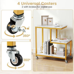 Costway G-Shaped Side Table 3-Tier Mobile End Table W/open Shelves-White - thumbnail 9