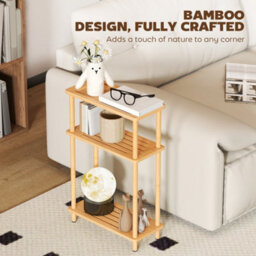 Wyld Haus Neliyo Bamboo 3-Tier Slim Side Table Natural Finish Scandinavian Style - thumbnail 6