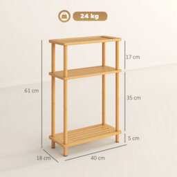 Wyld Haus Neliyo Bamboo 3-Tier Slim Side Table Natural Finish Scandinavian Style - thumbnail 3