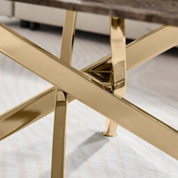 Furniturebox Uk Leonardo Coffee Table With Grey Glass Marble Effect Top And Gold Legs - thumbnail 5