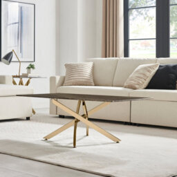 Furniturebox Uk Leonardo Coffee Table With Grey Glass Marble Effect Top And Gold Legs - thumbnail 3