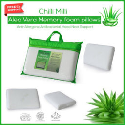 CHILIMILII Aloe Vera Pillow Memory Foam Filled Anti-Allergenic Orthopedic Head Neck Support With Removable Zipped Cover - thumbnail 1