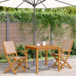 Berkfield Garden Chairs 2 Pcs Taupe Solid Wood Acacia And Fabric - thumbnail 3