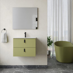 Banyetti Invicta 600mm Wall Hung Vanity Unit With Athena Basin - Sage Green - thumbnail 1