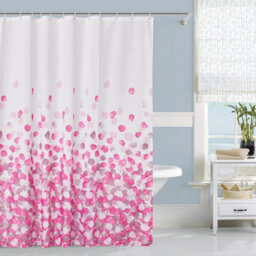 Neel Blue Pink Petals Polyester Shower Curtain, Water-Resistant Bathroom Curtain With 12 Hooks - 180X200Cm - thumbnail 9