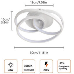 40W Led Ceiling Light Modern Warm White Metal Chandelier Bedroom Living Room - thumbnail 2
