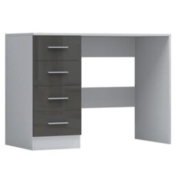 Reflect 3 Door Mirror Wardrobe, 5 Drawer Chest, 2 Drawer Bedside & Desk - Grey Gloss & Matt White - Modern Bedroom Furniture Set - thumbnail 8