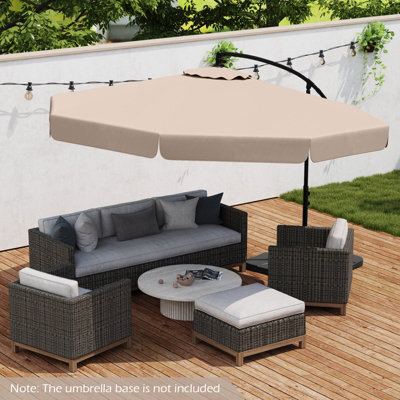 Costway 290 Cm Offset Hanging Parasol With Cover Patio Cantilever Umbrell-Beige - image 1