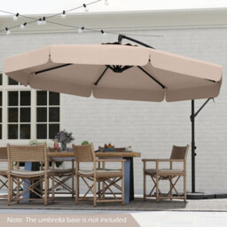 Costway 290 Cm Offset Hanging Parasol With Cover Patio Cantilever Umbrell-Beige - thumbnail 4