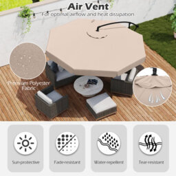Costway 290 Cm Offset Hanging Parasol With Cover Patio Cantilever Umbrell-Beige - thumbnail 5