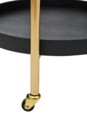 Orsina Two Tier Black Tray Table Trolley, Matte Gold Frame With Black Shagreen Shelves, Functional Drinks Trolley - thumbnail 3