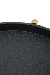 Orsina Two Tier Black Tray Table Trolley, Matte Gold Frame With Black Shagreen Shelves, Functional Drinks Trolley - thumbnail 4