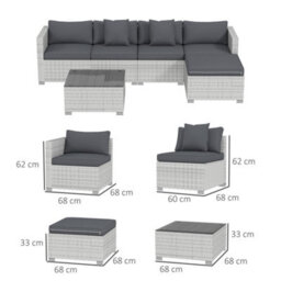 Wyld Haus Lemi Mixed Grey 6-Piece Outdoor Corner Sofa Set With Cushions And Tempered Glass Table - thumbnail 3