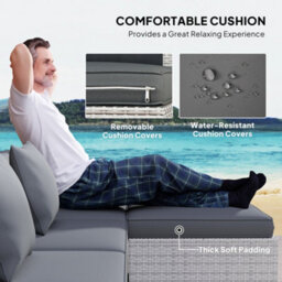 Wyld Haus Lemi Mixed Grey 6-Piece Outdoor Corner Sofa Set With Cushions And Tempered Glass Table - thumbnail 6