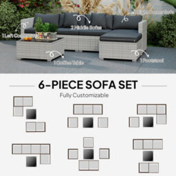 Wyld Haus Lemi Mixed Grey 6-Piece Outdoor Corner Sofa Set With Cushions And Tempered Glass Table - thumbnail 7