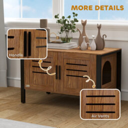 Pawhut Cat Litter Box Enclosure W/ Tall Legs, Scratching Board, Dark Brown - thumbnail 8