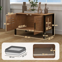 Pawhut Cat Litter Box Enclosure W/ Tall Legs, Scratching Board, Dark Brown - thumbnail 3