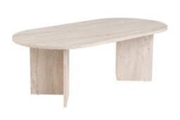 Decortie Sable Modern 119Cm Oval Coffee Table Scandi Japandi Style Floor Protectors Travertine Living Room Centre Table - thumbnail 2