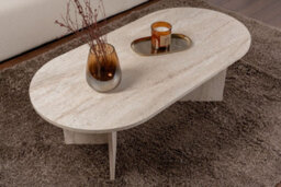 Decortie Sable Modern 119Cm Oval Coffee Table Scandi Japandi Style Floor Protectors Travertine Living Room Centre Table - thumbnail 6