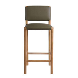 Where Saints Go Ltd Amara Counter Stool, Olive Green Leather, Solid Teak Frame By Where Saints Go - thumbnail 3