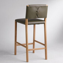 Where Saints Go Ltd Amara Counter Stool, Olive Green Leather, Solid Teak Frame By Where Saints Go - thumbnail 6