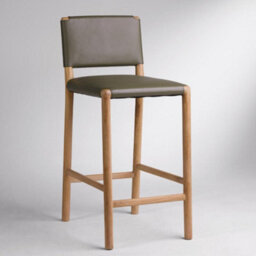 Where Saints Go Ltd Amara Counter Stool, Olive Green Leather, Solid Teak Frame By Where Saints Go - thumbnail 5