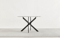Furniturebox Uk Novara White Marble Black Leg 120Cm Round Dining Table & 6 Navy Velvet Milan Black Leg Chairs - thumbnail 8